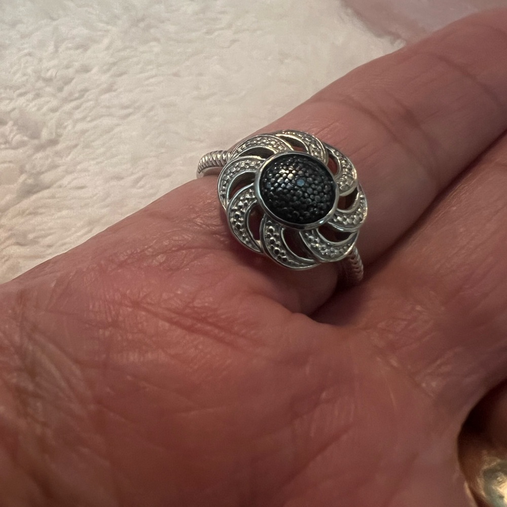 Blue Diamond Chuck Clemency STS Sterling Silver .925 Pave Ring - Picture 7 of 7
